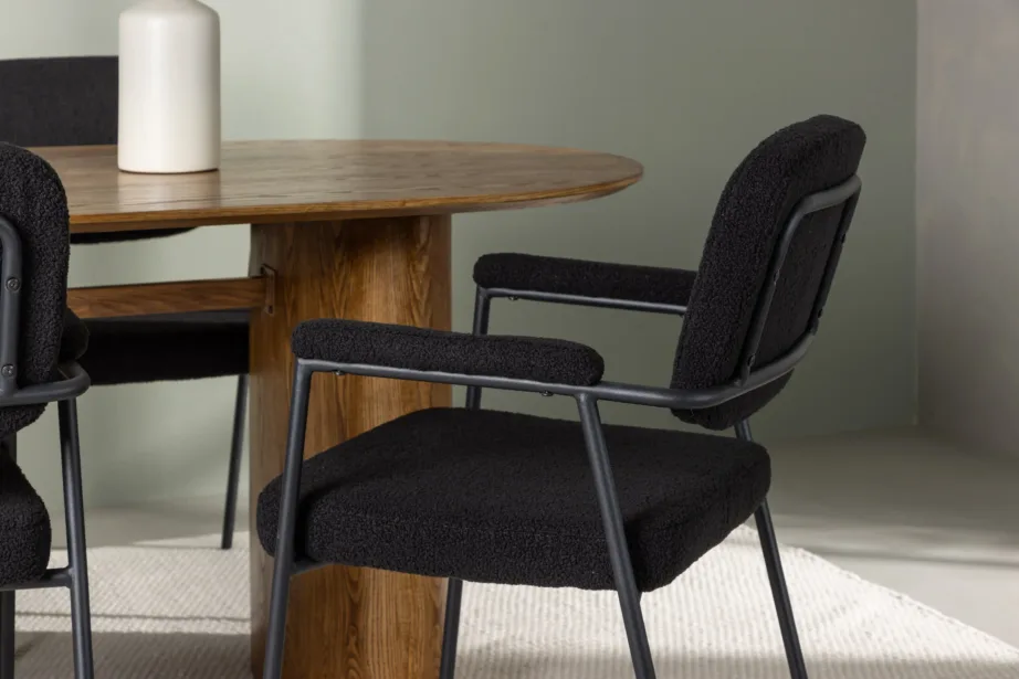 Ovaalne söögilauakomplekt Isolde mustade Yesterday toolidega (MDF, buklee kangas), GR23649 – 6