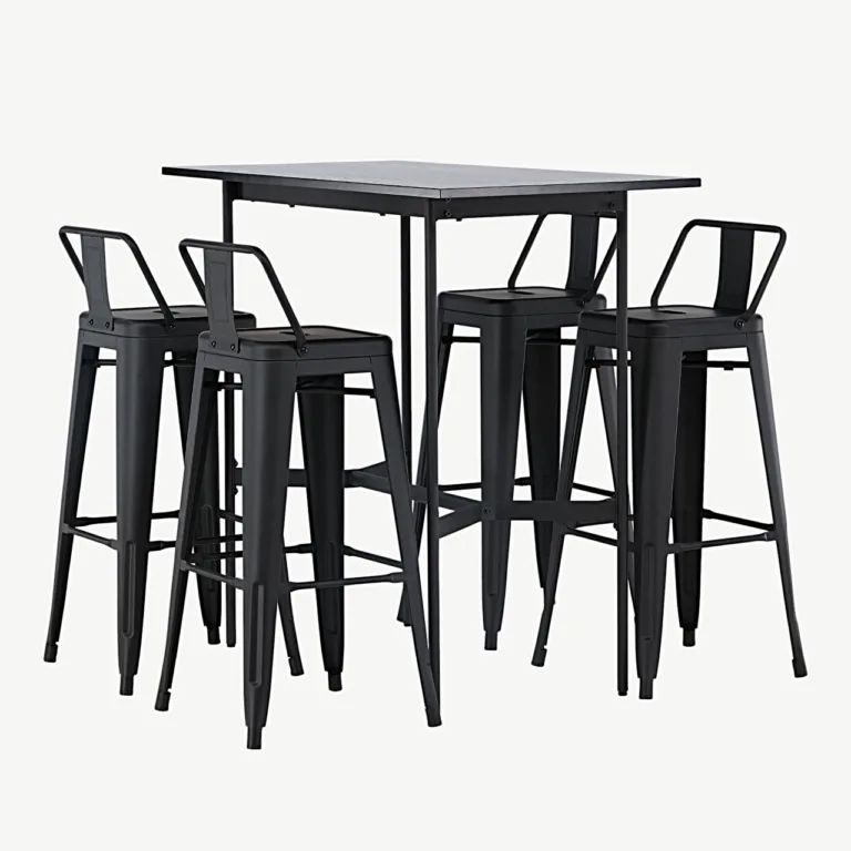 Must minimalistlik baarimööblikomplekt Rax lauaga ja Tempe terastoolidega (120 × 60 cm) - GR23702