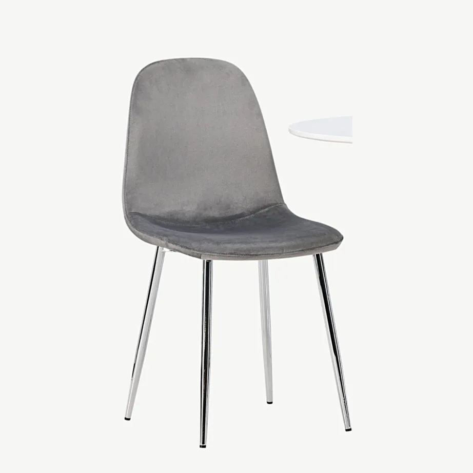 Ümmargune söögilauakomplekt Hamden helehallide velvettoolidega Eva, GR23913 – 4