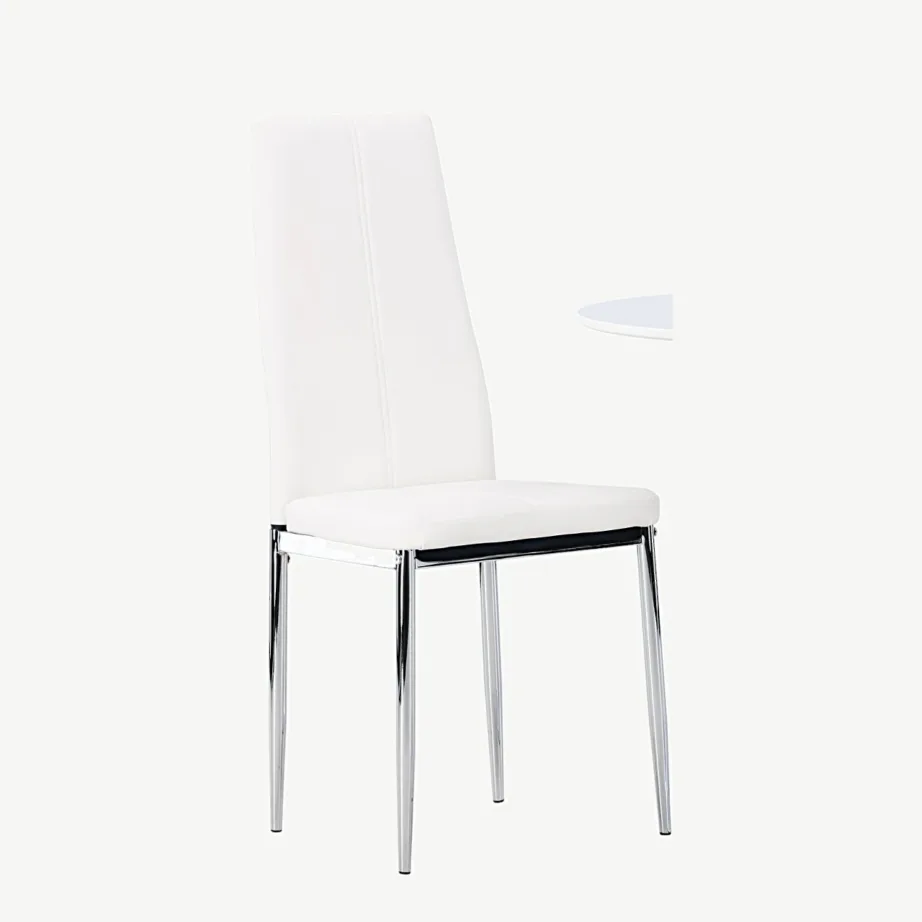 Ümmargune valge söögilauakomplekt Hamden kahe Pastill tooliga (MDF, kunstnahk, Ø60 cm), GR23915 – 4