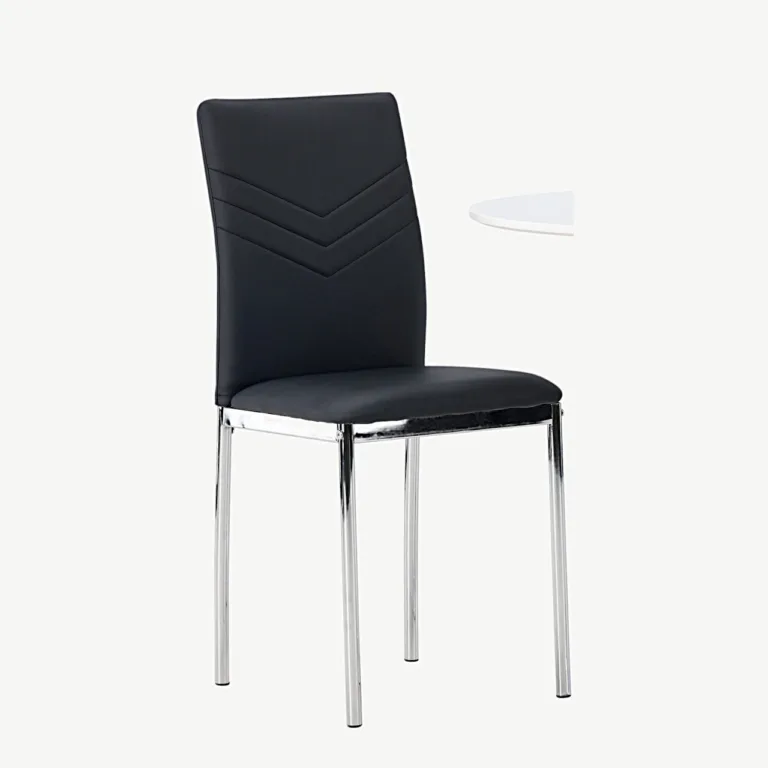 Ümmargune valge söögikomplekt Hamden 80 cm lauaga ja musta kunstnahaga Lily toolidega - GR23916