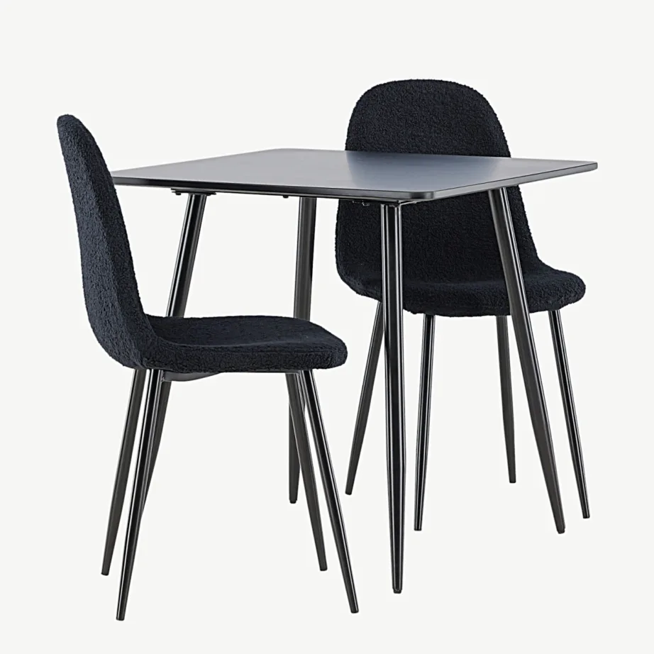 Must MDF-ist söögilauakomplekt Polar kahe polsterdatud tooliga (bukleekangas), GR24450 – 3