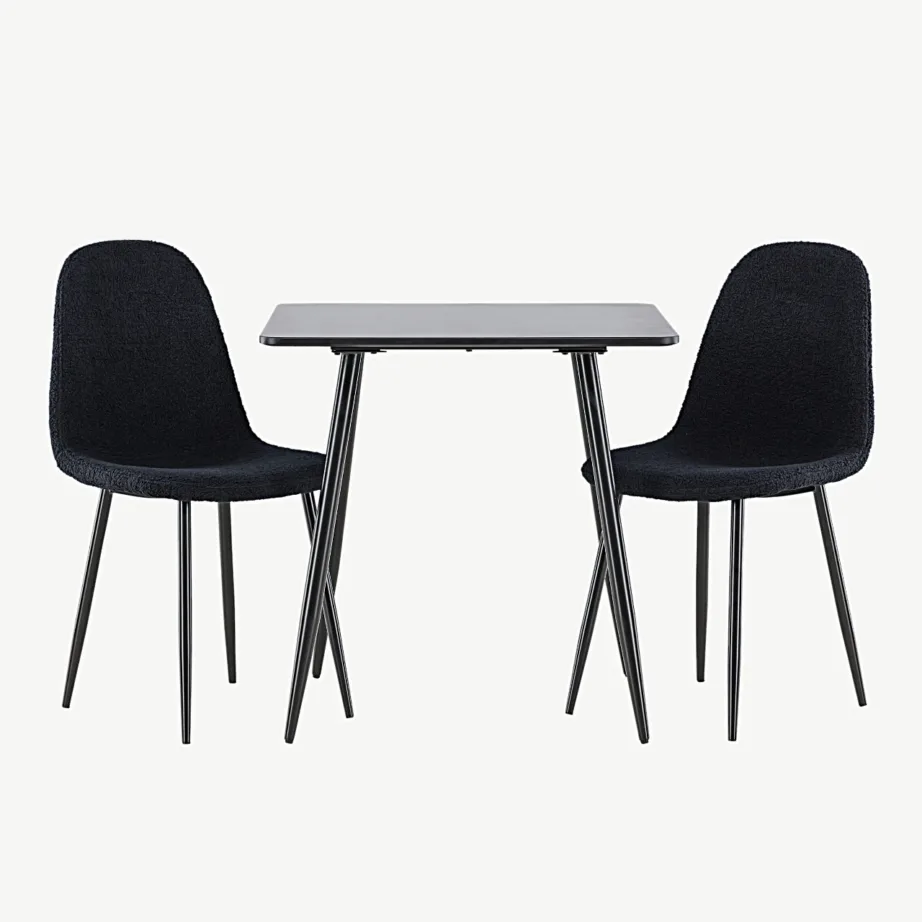 Must MDF-ist söögilauakomplekt Polar kahe polsterdatud tooliga (bukleekangas), GR24450 – 4