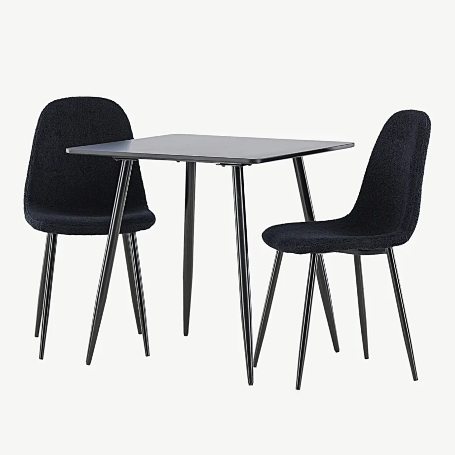 Must MDF-ist söögilauakomplekt Polar kahe polsterdatud tooliga (bukleekangas), GR24450 – 5