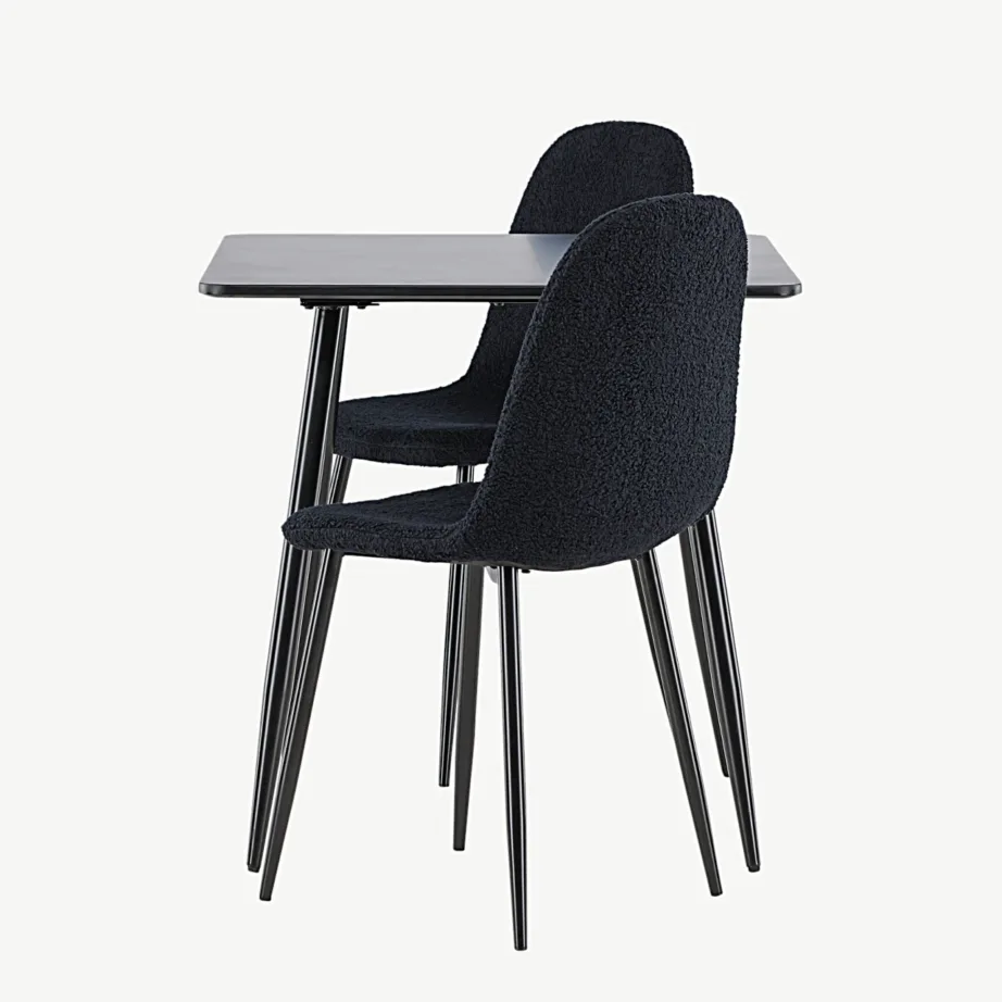 Must MDF-ist söögilauakomplekt Polar kahe polsterdatud tooliga (bukleekangas), GR24450 – 7