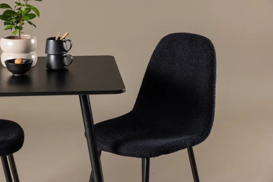 Must MDF-ist söögilauakomplekt Polar kahe polsterdatud tooliga (bukleekangas), GR24450 – 9