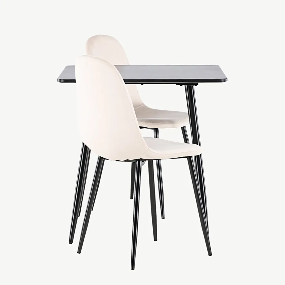 Polar söögilaud mustast MDF-ist ja beežide sametkattega toolidega, GR24453 – 2