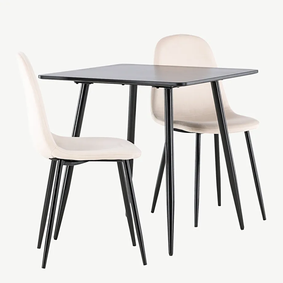 Polar söögilaud mustast MDF-ist ja beežide sametkattega toolidega, GR24453 – 3