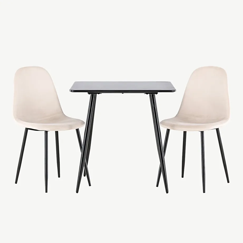 Polar söögilaud mustast MDF-ist ja beežide sametkattega toolidega, GR24453 – 4