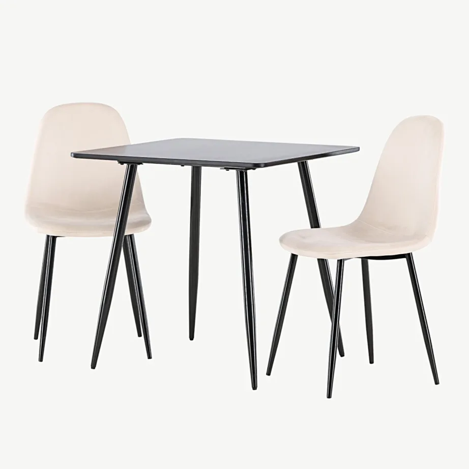 Polar söögilaud mustast MDF-ist ja beežide sametkattega toolidega, GR24453 – 5