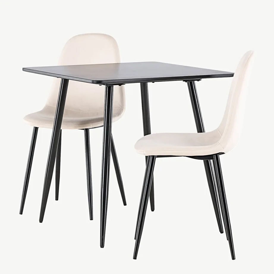 Polar söögilaud mustast MDF-ist ja beežide sametkattega toolidega, GR24453 – 6