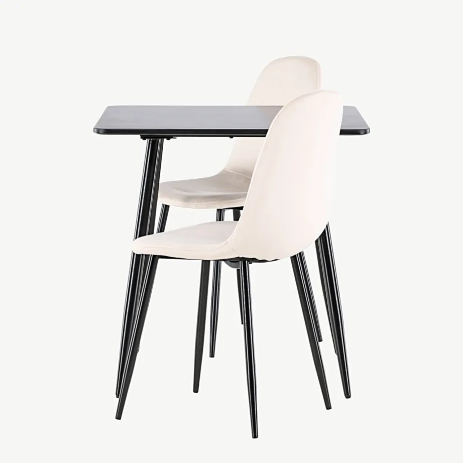 Polar söögilaud mustast MDF-ist ja beežide sametkattega toolidega, GR24453 – 7