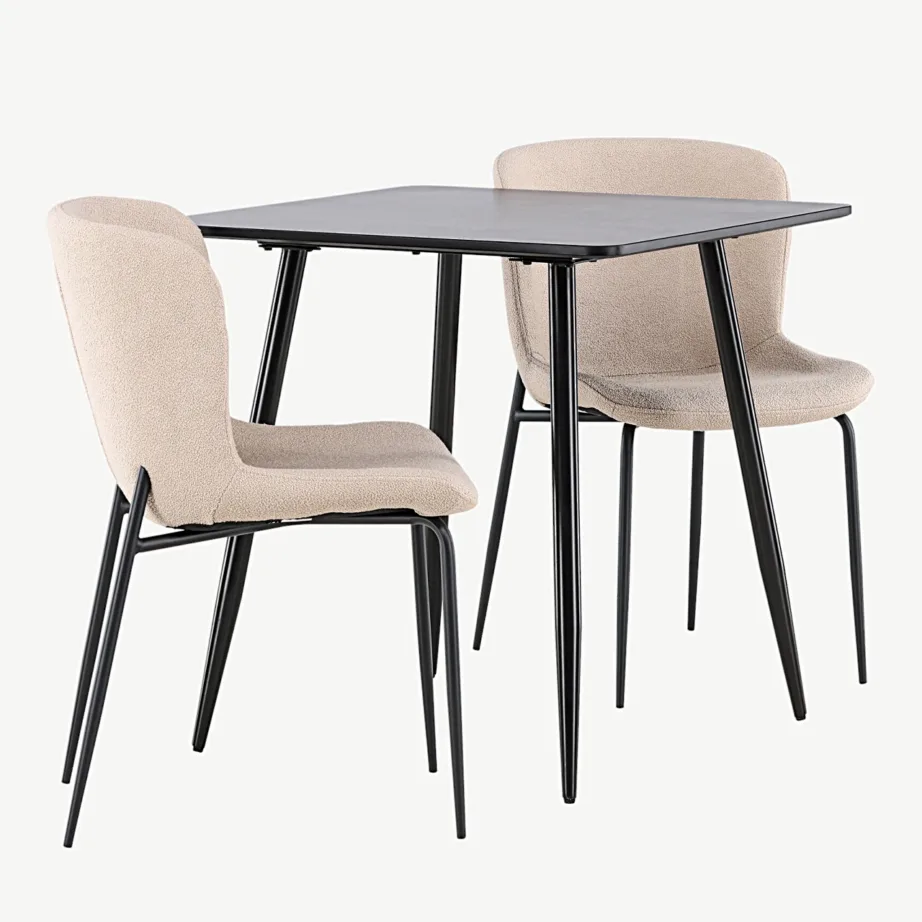 Musta MDF-plaadiga söögilaud Polar ja beežide buklee-toolidega Modesto komplekt, GR24454 – 3