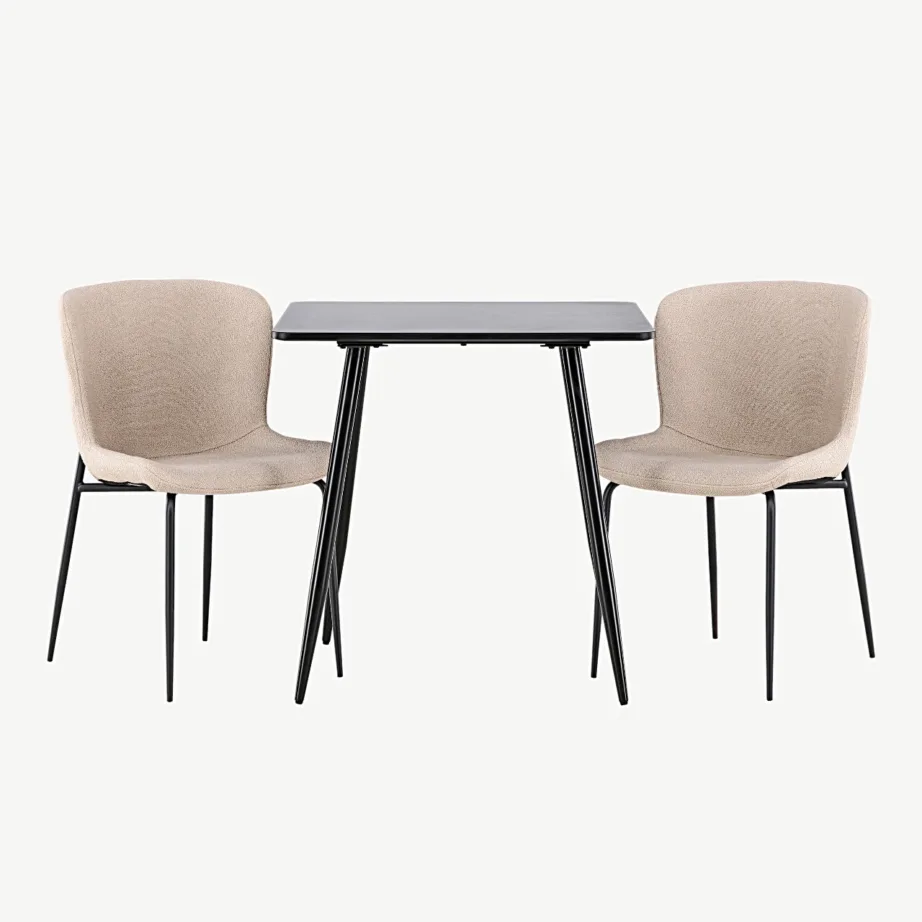 Musta MDF-plaadiga söögilaud Polar ja beežide buklee-toolidega Modesto komplekt, GR24454 – 4