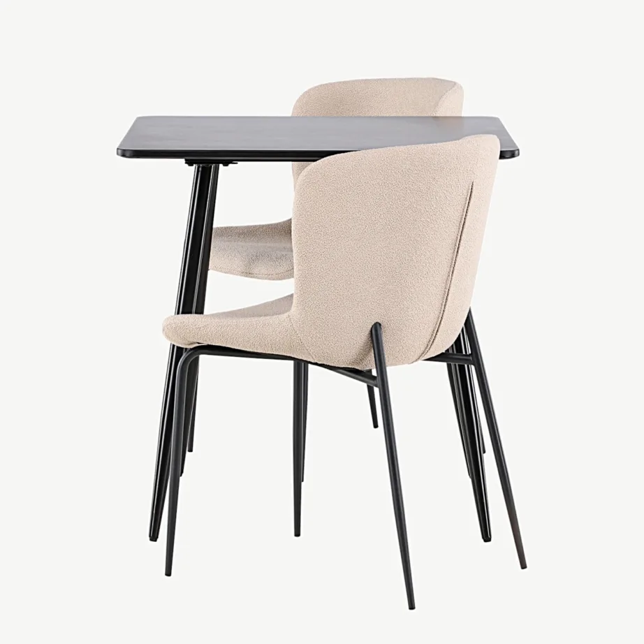 Musta MDF-plaadiga söögilaud Polar ja beežide buklee-toolidega Modesto komplekt, GR24454 – 7