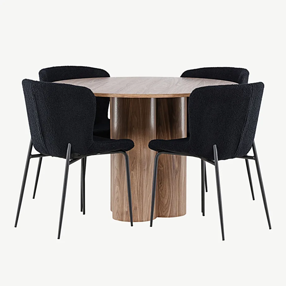 Ümmarguse söögilaua Olivia ja musta kangaga Modesto toolide komplekt (MDF, ø110 cm, 4 tk), GR24460 – 2