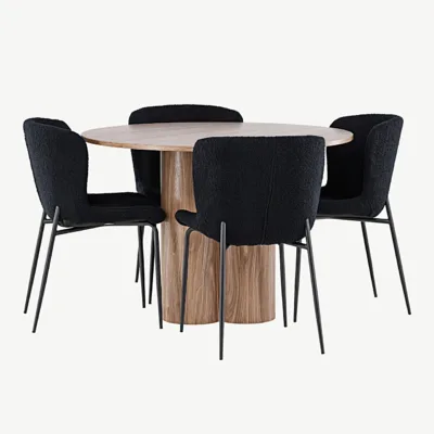 Ümmarguse söögilaua Olivia ja musta kangaga Modesto toolide komplekt (MDF, ø110 cm, 4 tk) - GR24460