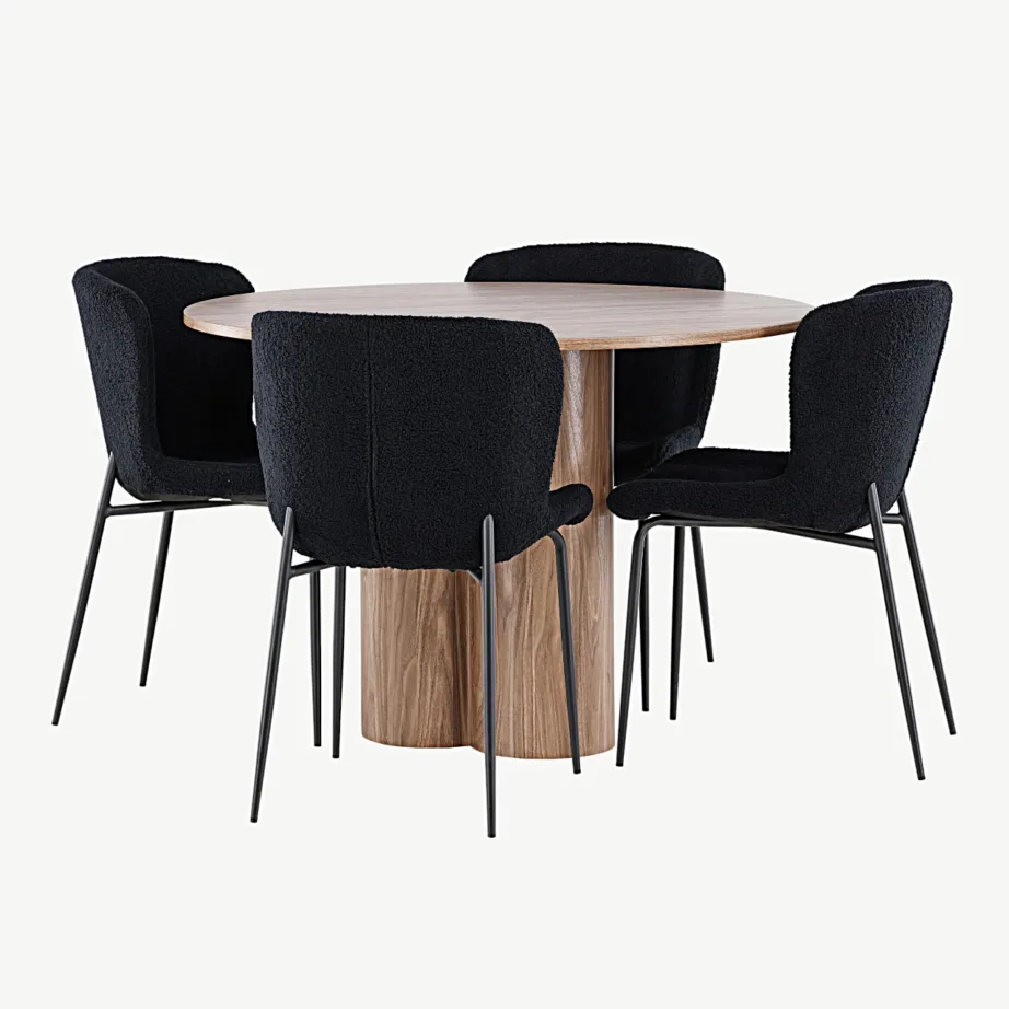 Ümmarguse söögilaua Olivia ja musta kangaga Modesto toolide komplekt (MDF, ø110 cm, 4 tk), GR24460 – 3