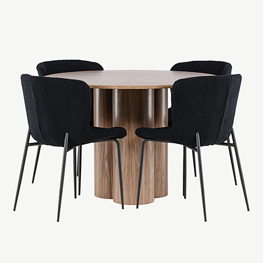 Ümmarguse söögilaua Olivia ja musta kangaga Modesto toolide komplekt (MDF, ø110 cm, 4 tk), GR24460 – 4