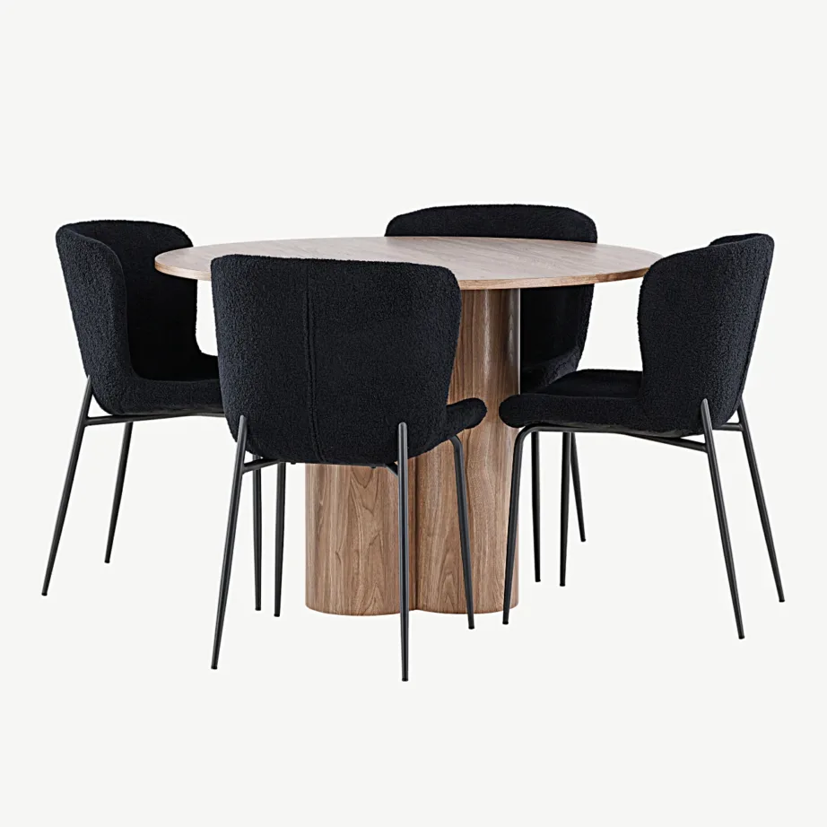 Ümmarguse söögilaua Olivia ja musta kangaga Modesto toolide komplekt (MDF, ø110 cm, 4 tk), GR24460 – 6