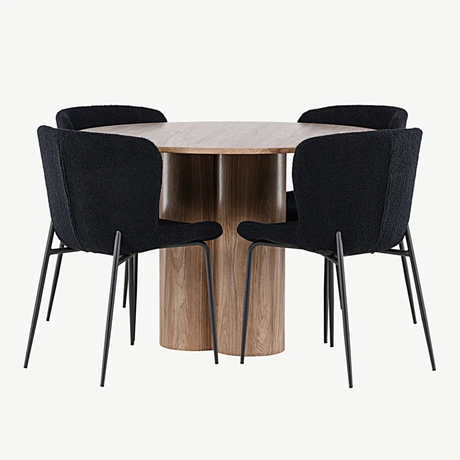 Ümmarguse söögilaua Olivia ja musta kangaga Modesto toolide komplekt (MDF, ø110 cm, 4 tk), GR24460 – 7