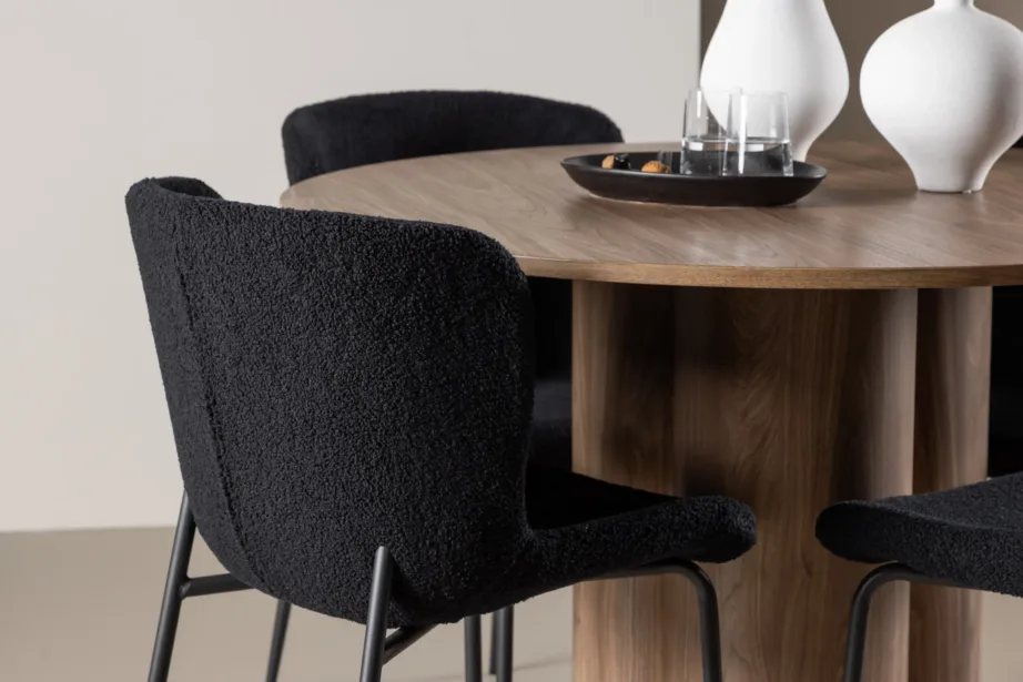 Ümmarguse söögilaua Olivia ja musta kangaga Modesto toolide komplekt (MDF, ø110 cm, 4 tk), GR24460 – 9
