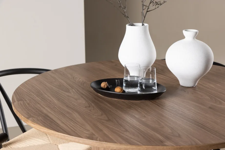 Ümmarguse söögilauakomplekt Olivia mokkatoonis nelja Alfons rotangist tooliga, GR24463 – 10