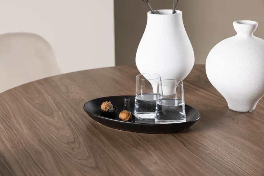 Ümmarguse pruuni Olivia söögilaua ja beežide Polar samettoolide komplekt (110 cm), GR24467 – 10