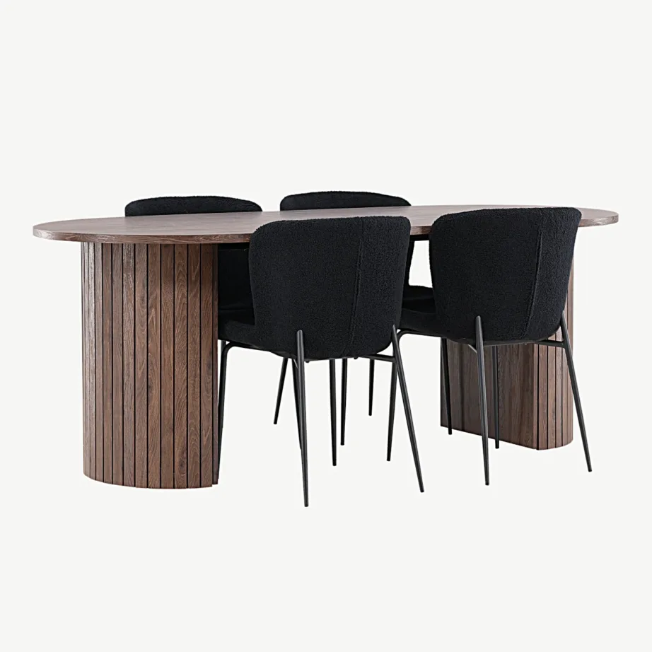 Mokkatooniga ovaalne söögilaud Härön ja must bukleetool Modesto, GR24504 – 3