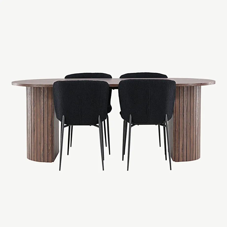 Mokkatooniga ovaalne söögilaud Härön ja must bukleetool Modesto, GR24504 – 4