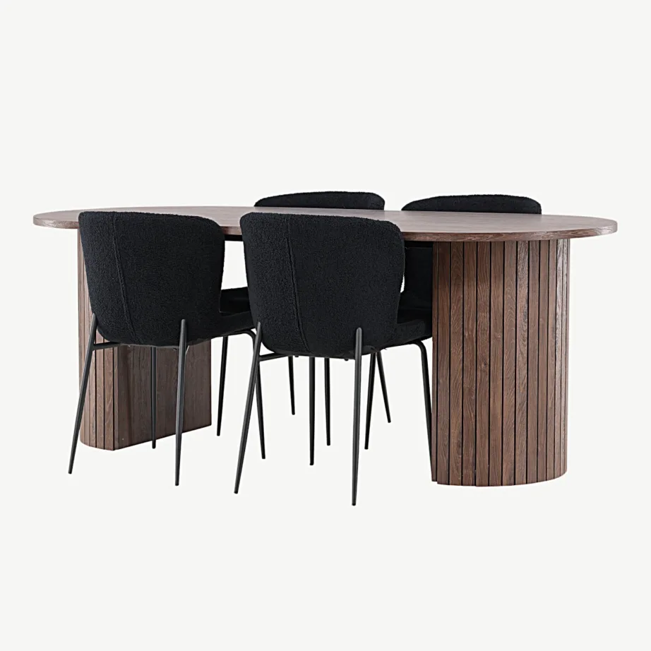 Mokkatooniga ovaalne söögilaud Härön ja must bukleetool Modesto, GR24504 – 5