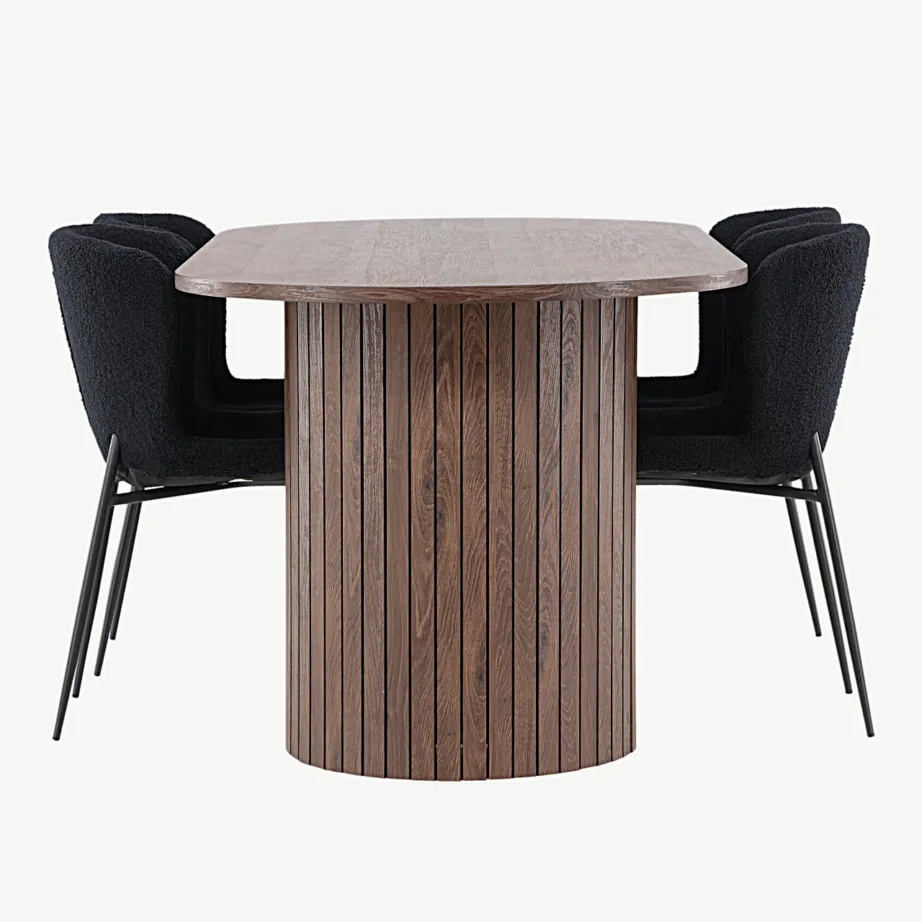 Mokkatooniga ovaalne söögilaud Härön ja must bukleetool Modesto, GR24504 – 7