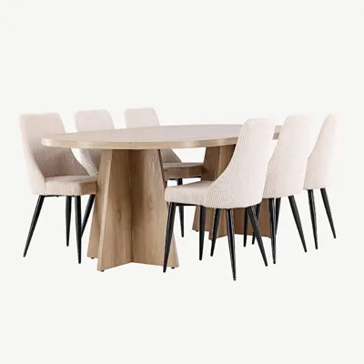 Skandinaavia stiilis ovaalne söögilaud Bootcut ja beež Leone tool (MDF, 230×115 cm) - GR24558