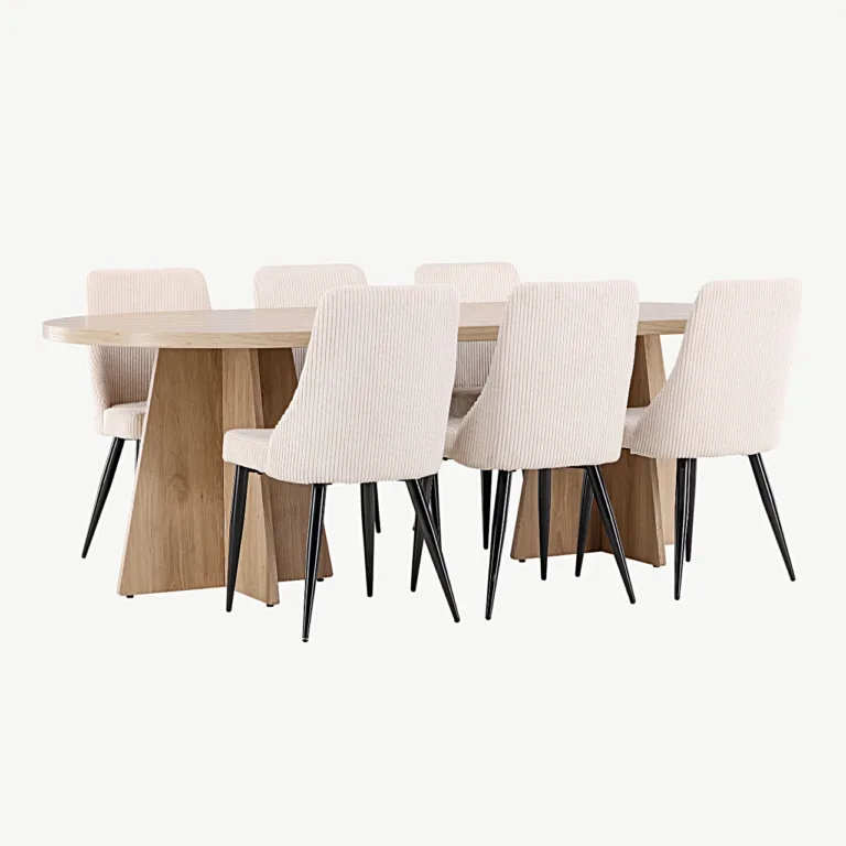 Skandinaavia stiilis ovaalne söögilaud Bootcut ja beež Leone tool (MDF, 230×115 cm) - GR24558