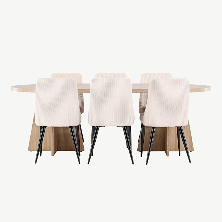 Skandinaavia stiilis ovaalne söögilaud Bootcut ja beež Leone tool (MDF, 230×115 cm) - GR24558
