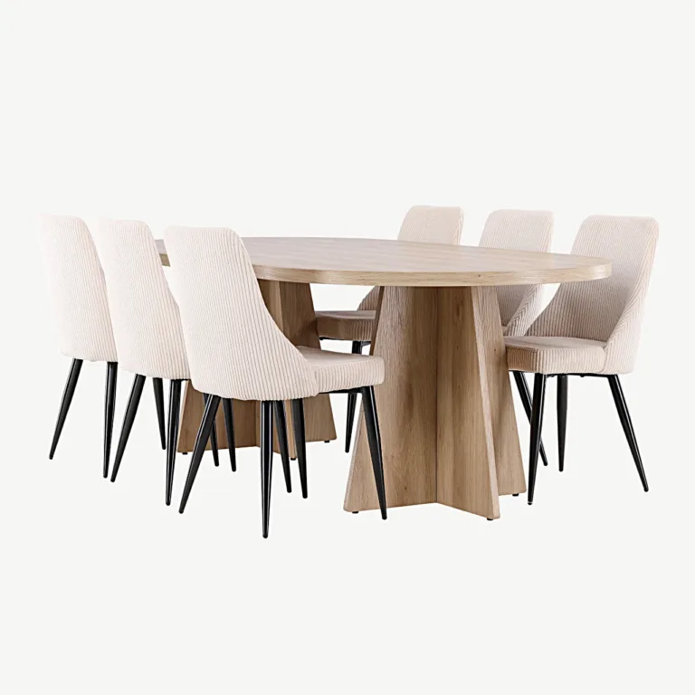 Skandinaavia stiilis ovaalne söögilaud Bootcut ja beež Leone tool (MDF, 230×115 cm) - GR24558