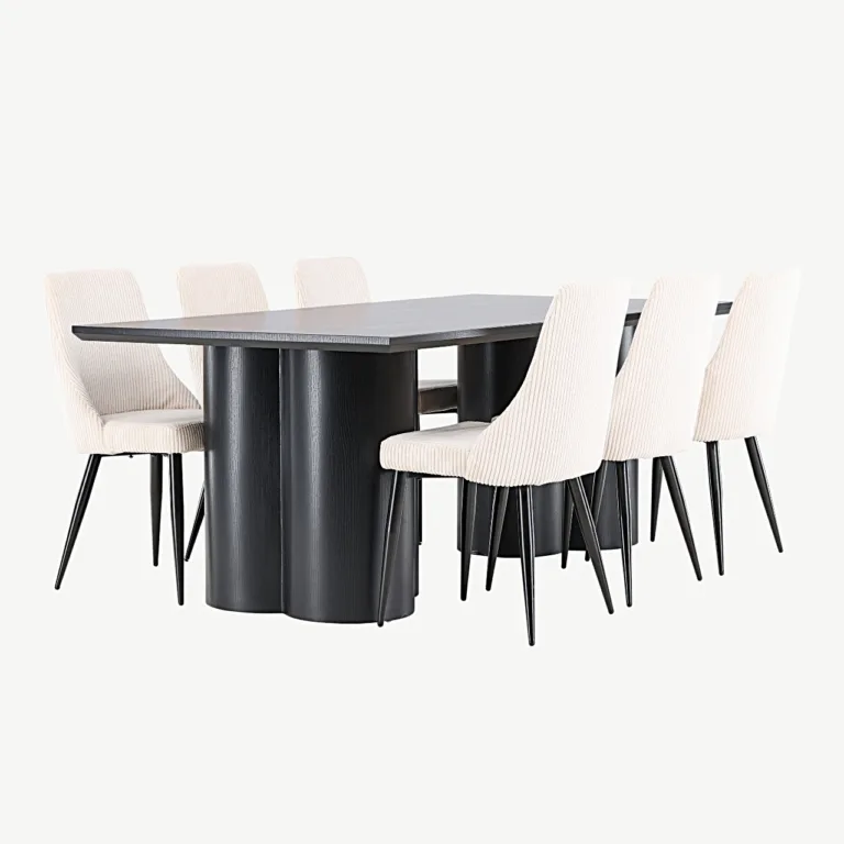 Must Olivia söögilauakomplekt beežide Leone toolidega (MDF, terasjalad) - GR24591