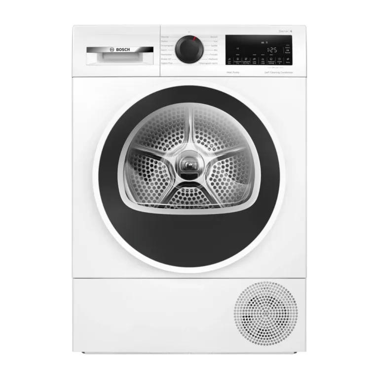 Bosch soojuspumbaga kuivati 9 kg LCD-ekraaniga eestvaade