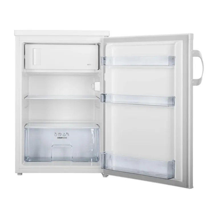 valge väike külmik sügavkülmaga Gorenje RB492PW avatuna