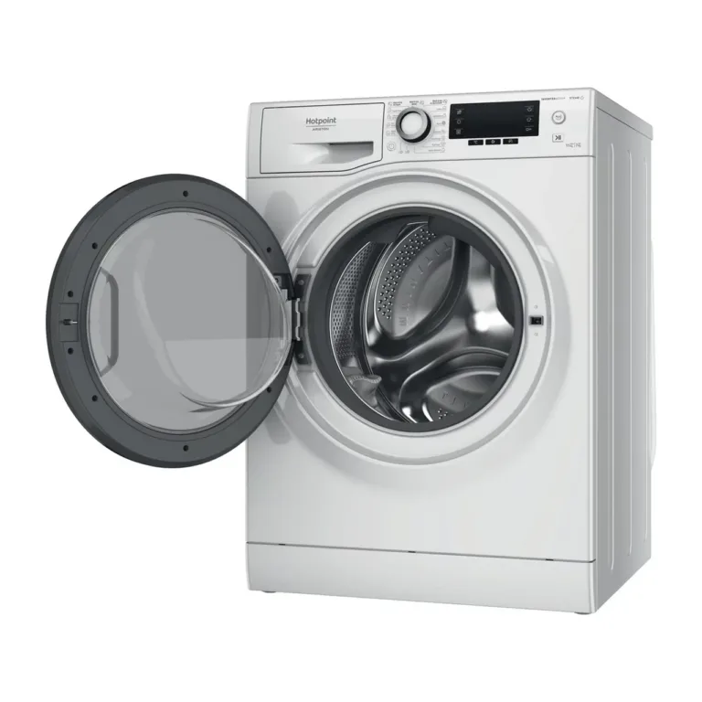 Valge esilaetav pesumasin-kuivati Hotpoint NDD 11725 DA EE, vasakult