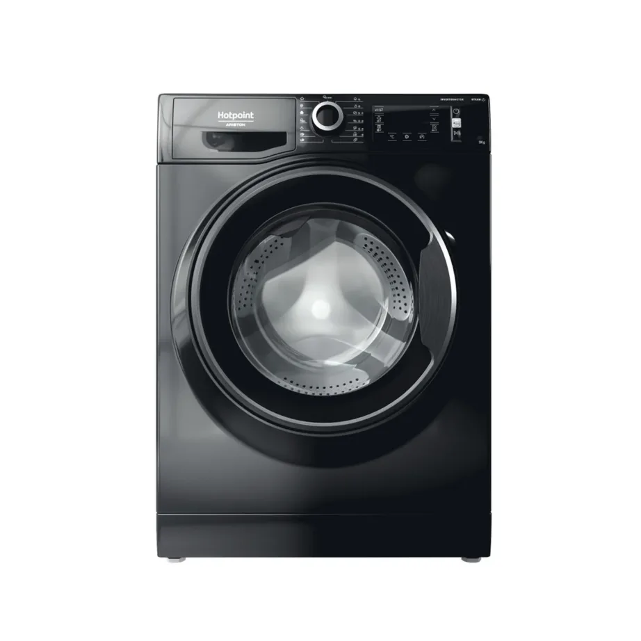 Hotpoint NLCD 948 BS A EU 60 cm must esilaetav pesumasin LCD-ekraani ja aurufunktsiooniga, 9 kg