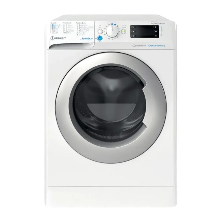 valge pesumasin kuivatiga Indesit BDE 76435 WSV EE eestvaates