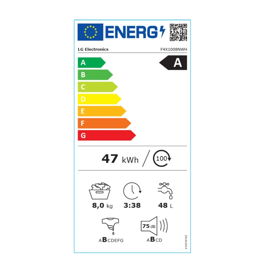 LG F4X1008NWH 8 kg valge eestlaetav pesumasin aurufunktsiooniga 60 cm - 3