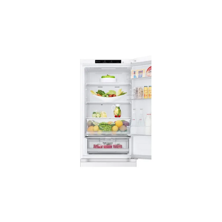 LG GBV3100DSW avatud külmik tühjade riiulitega