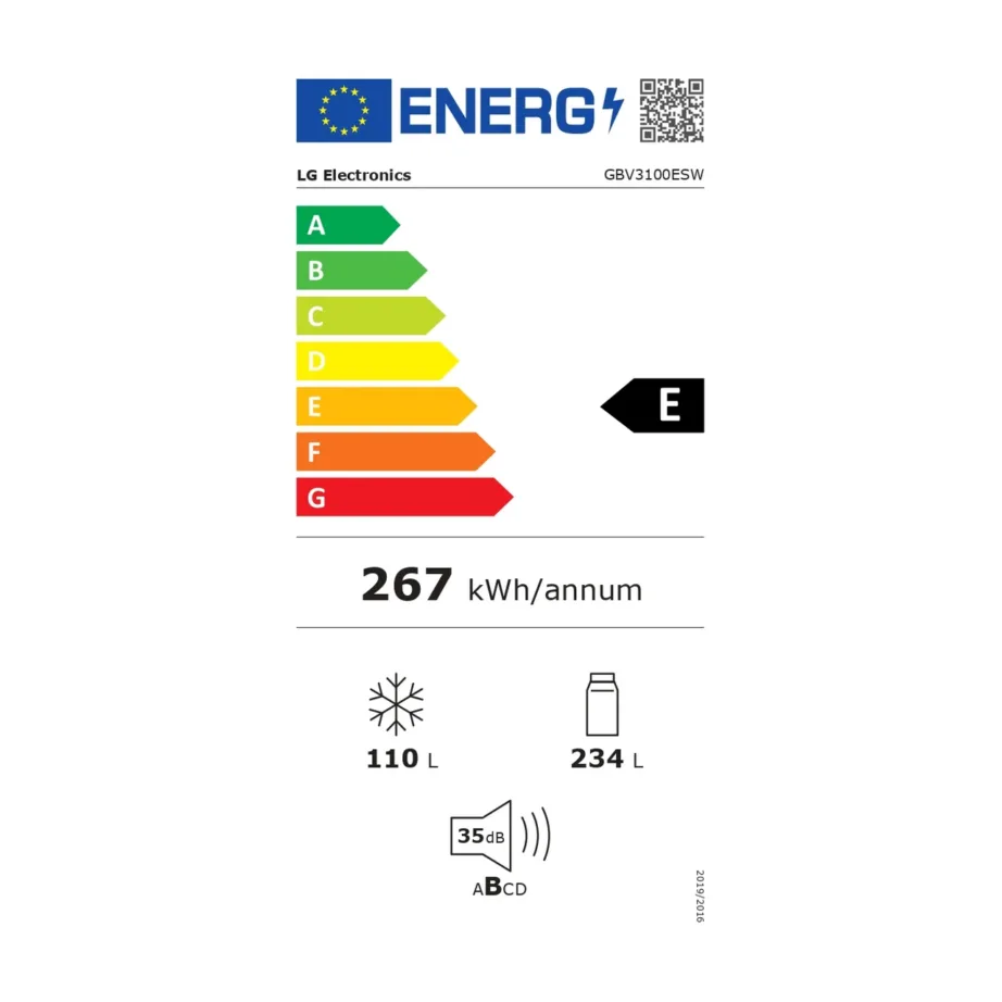 LG GBV3100ESW 60 cm valge No Frost kombikülmik LED-ekraaniga 344 L - 3