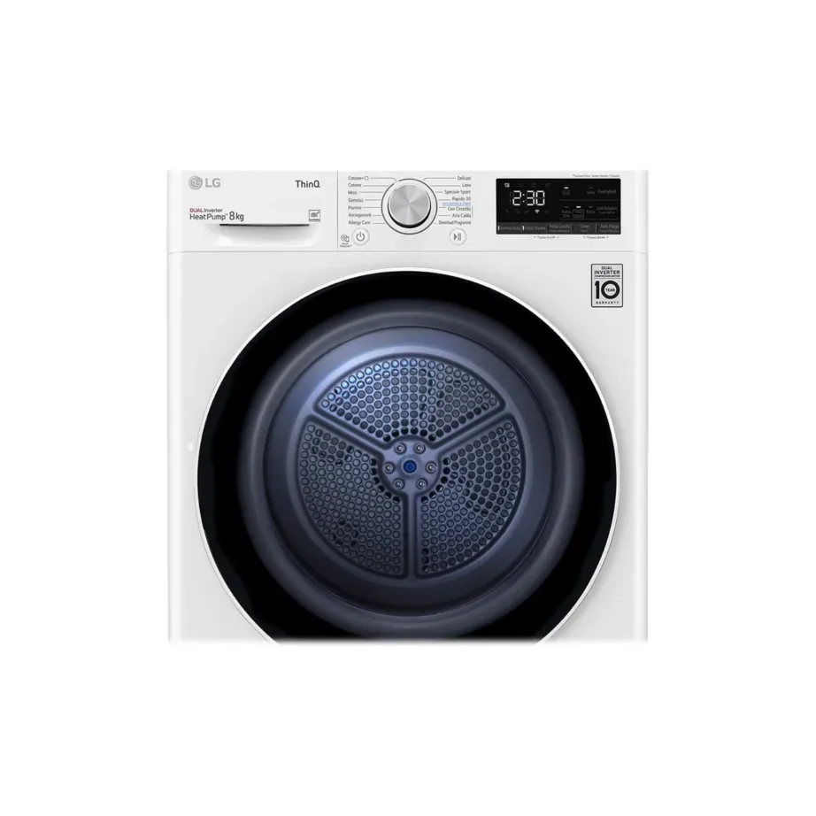 LG RH80V3AV6N 8 kg valge soojuspumbaga kuivati Wi-Fi ja LED-ekraaniga 60 cm – 9