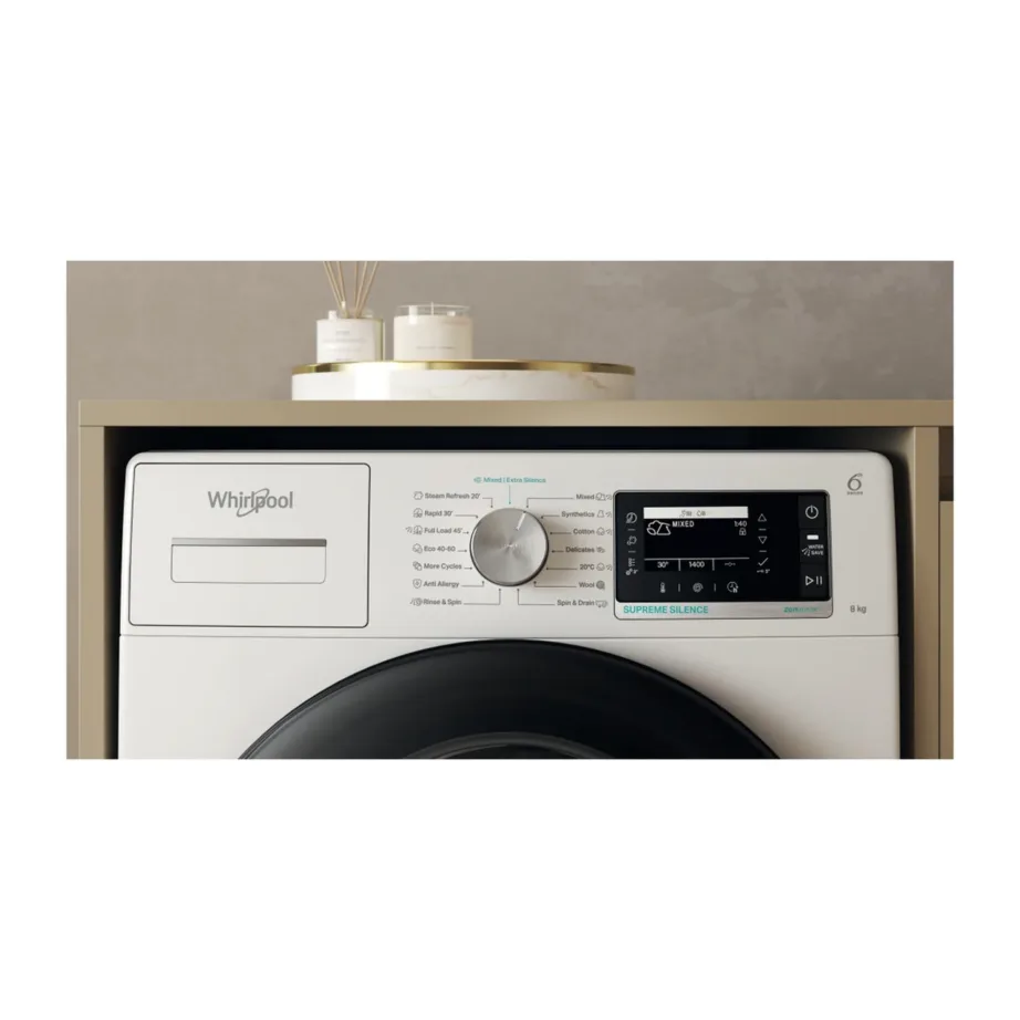 Whirlpool W7X 89 SILENCE EE 8 kg valge eestlaetav pesumasin LCD-ekraaniga 60 cm – 7
