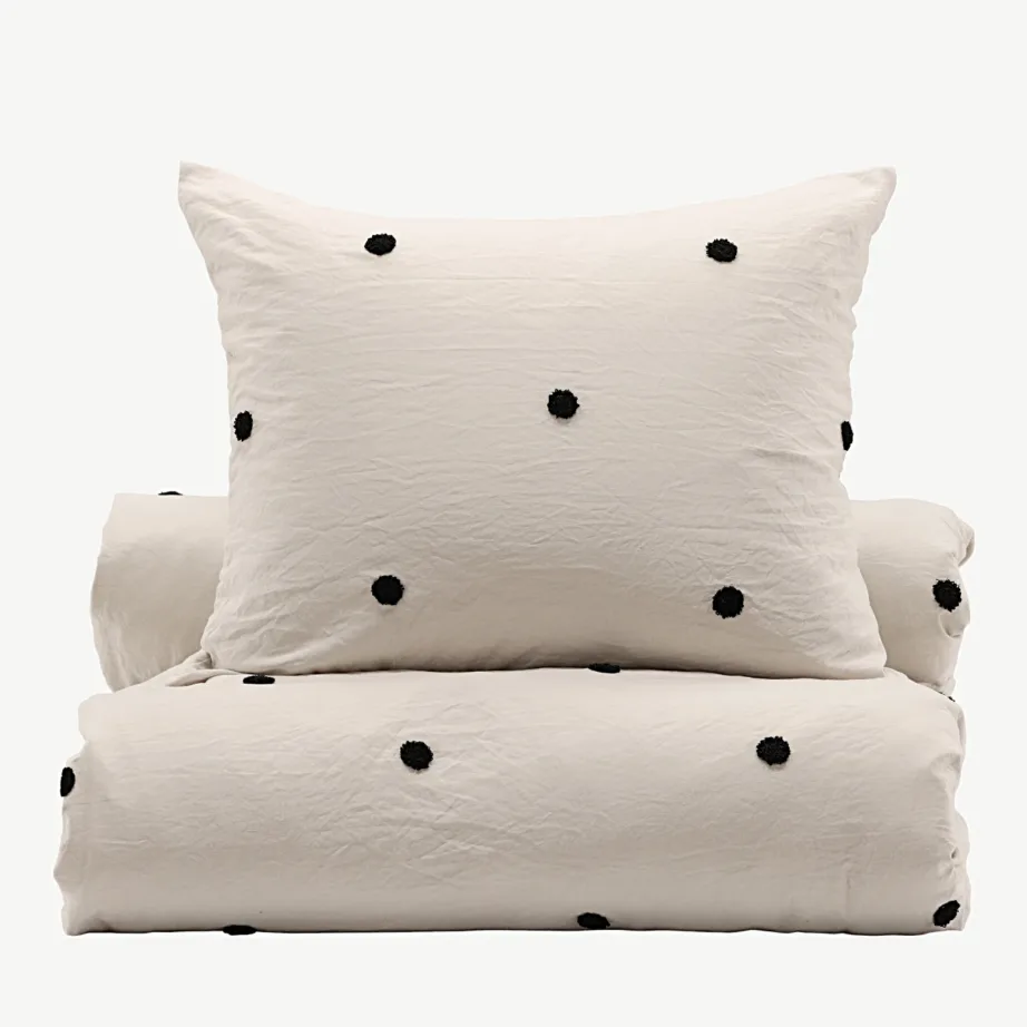 Helehall mikrokiust voodipesukomplekt Loke mustade tuftdetailidega, 16011-502 – 2