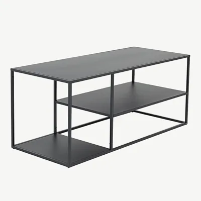 Mustast terasest diivanilaud Staal, 120 × 50 cm, minimalistlik disain - 18081-208
