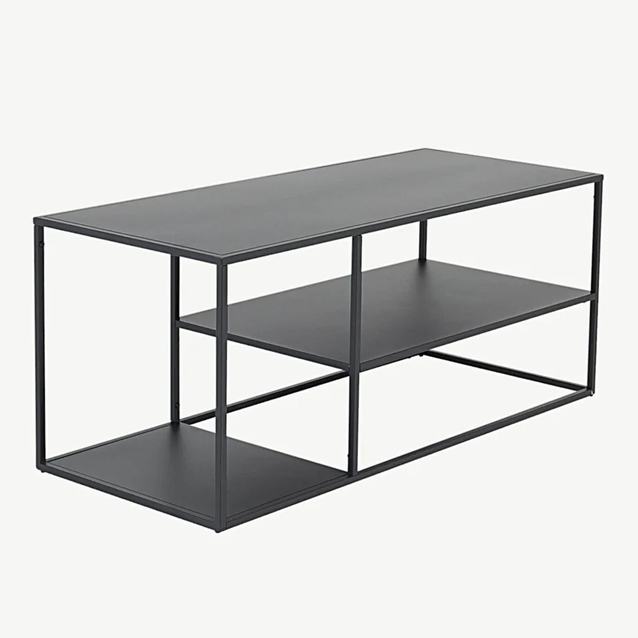 Mustast terasest diivanilaud Staal, 120 × 50 cm, minimalistlik disain, 18081-208